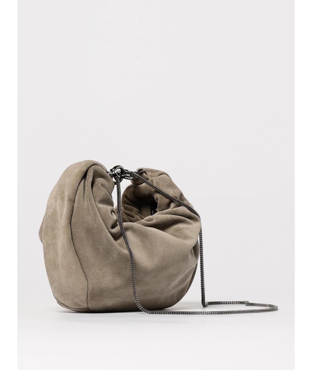 BRUNELLO CUCINELLI Бежевая кожаная сумка через плечо, фото 3