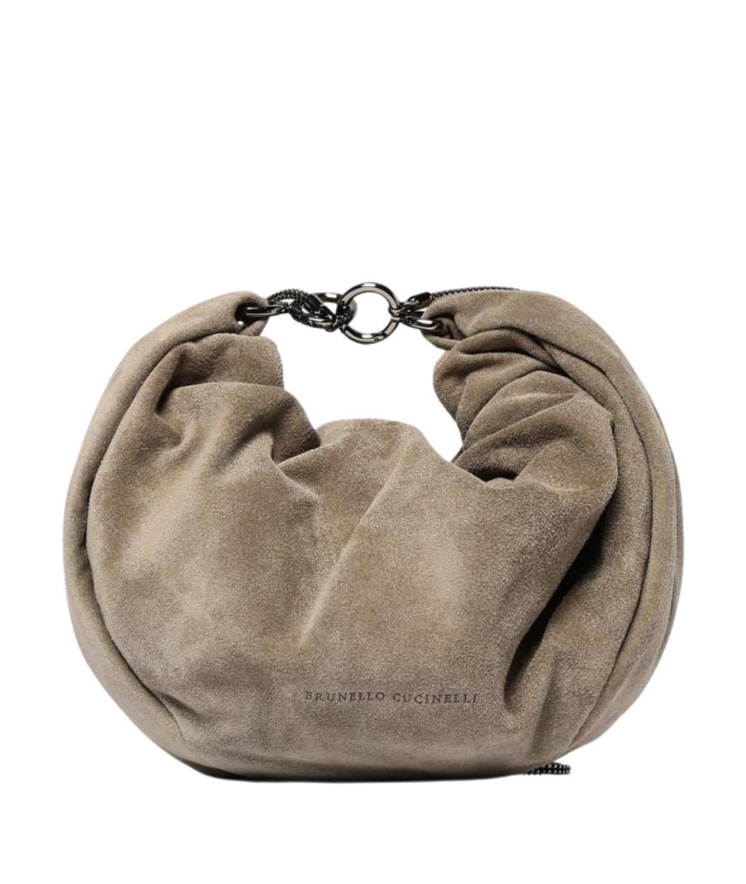 BRUNELLO CUCINELLI Бежевая кожаная сумка через плечо, фото 1