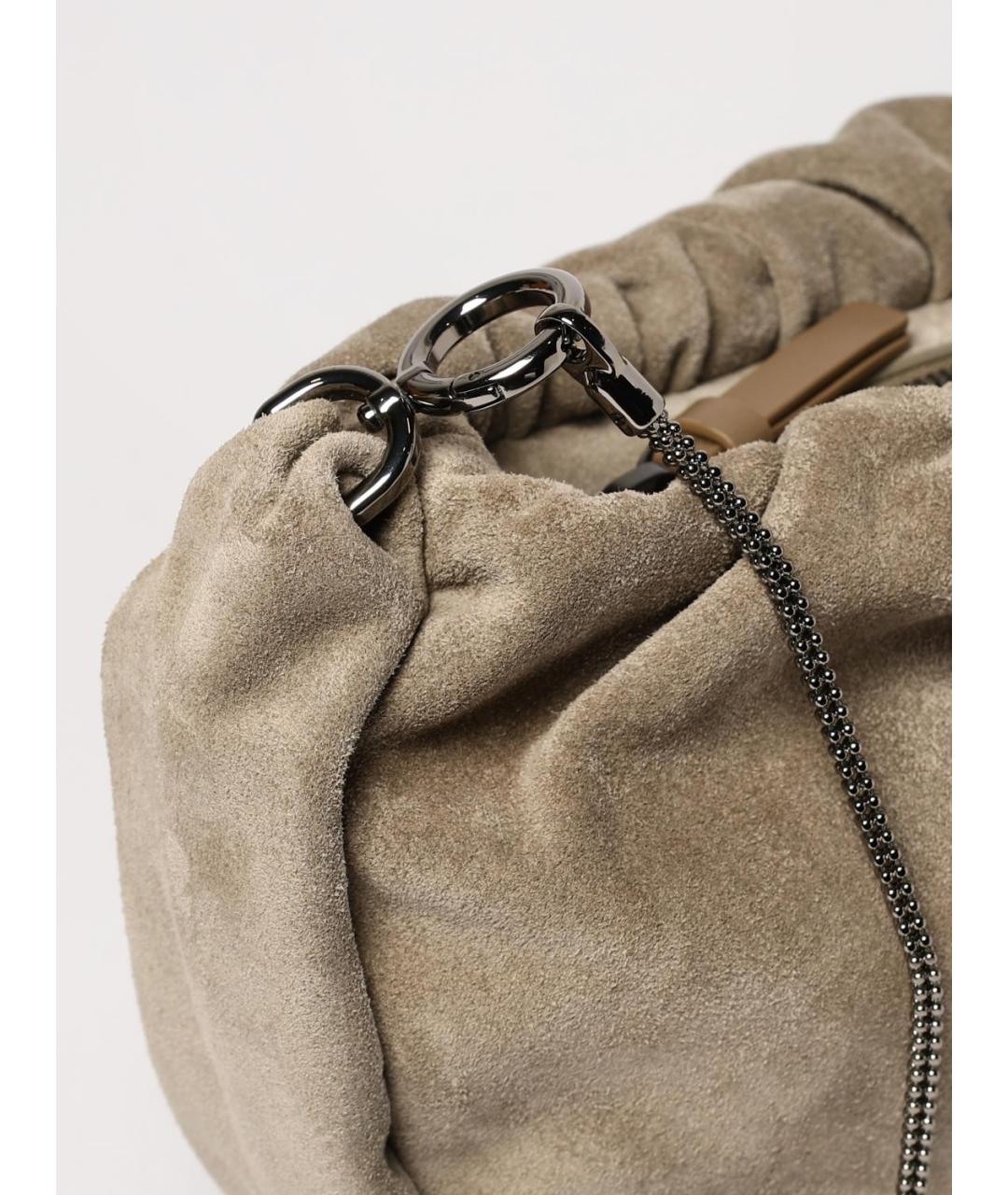 BRUNELLO CUCINELLI Бежевая кожаная сумка через плечо, фото 4