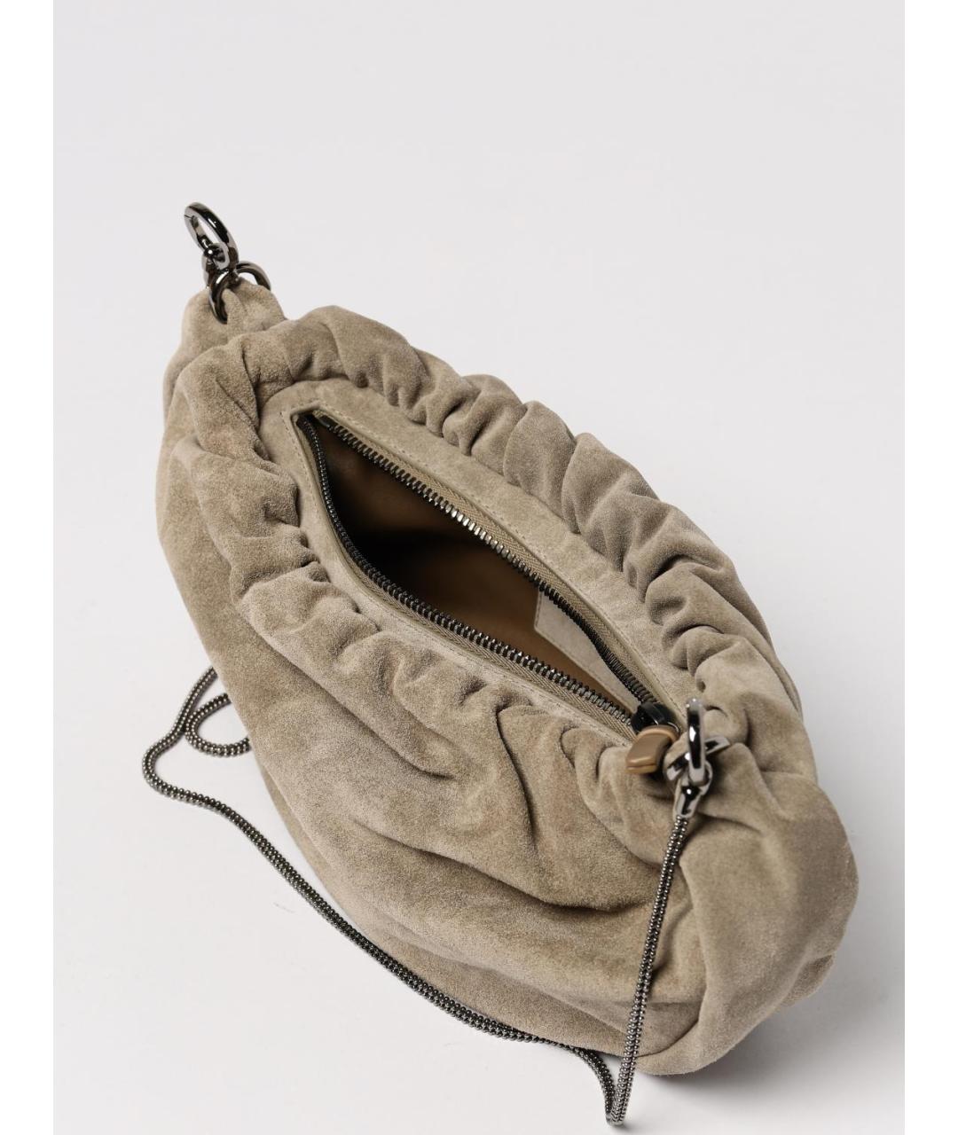 BRUNELLO CUCINELLI Бежевая кожаная сумка через плечо, фото 5