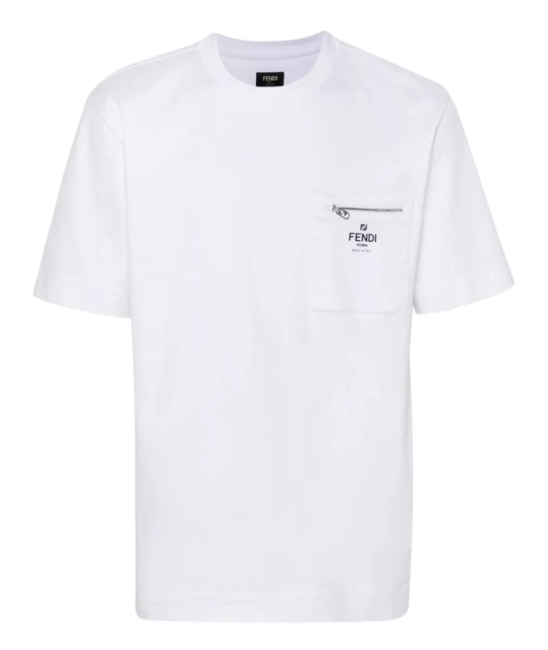 FENDI Белая хлопковая футболка, фото 1
