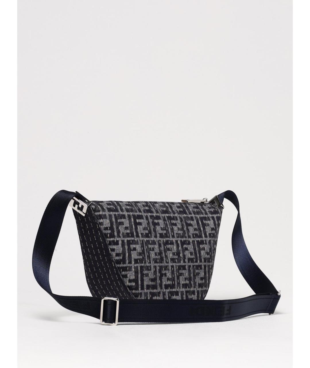 FENDI Синяя тканевая сумка на плечо, фото 3