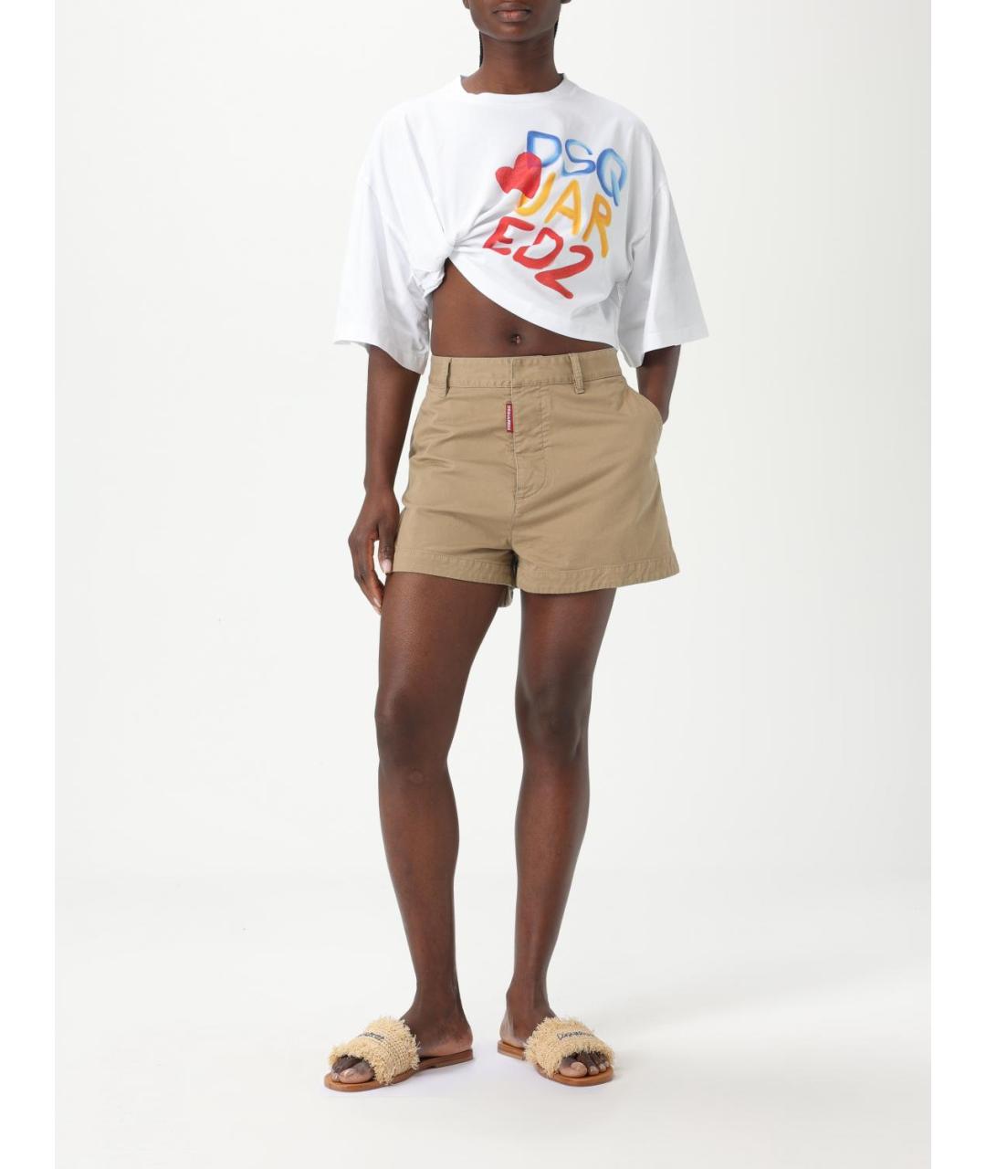 DSQUARED2 Бежевые хлопковые шорты, фото 2