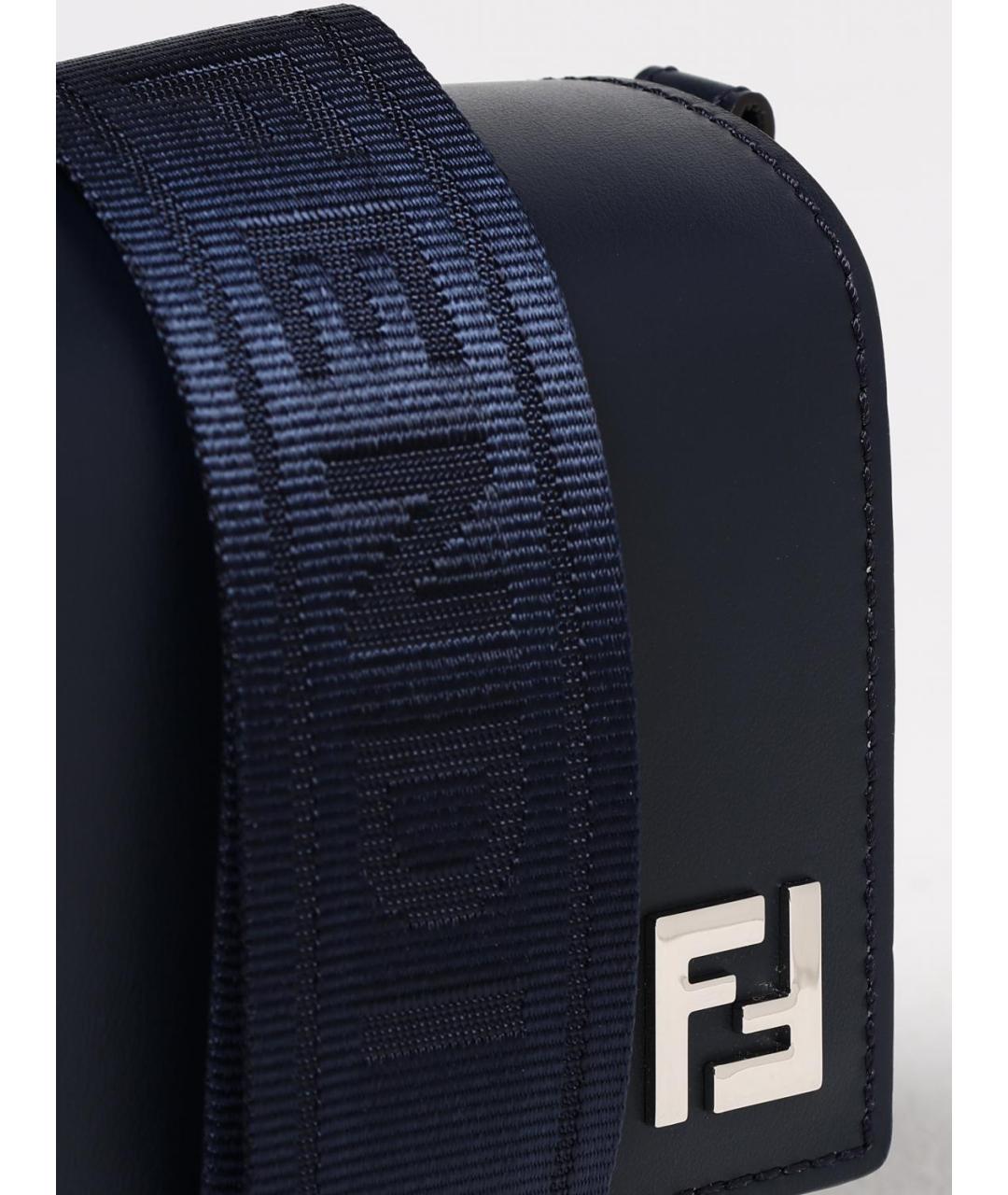 FENDI Темно-синяя кожаная сумка на плечо, фото 4