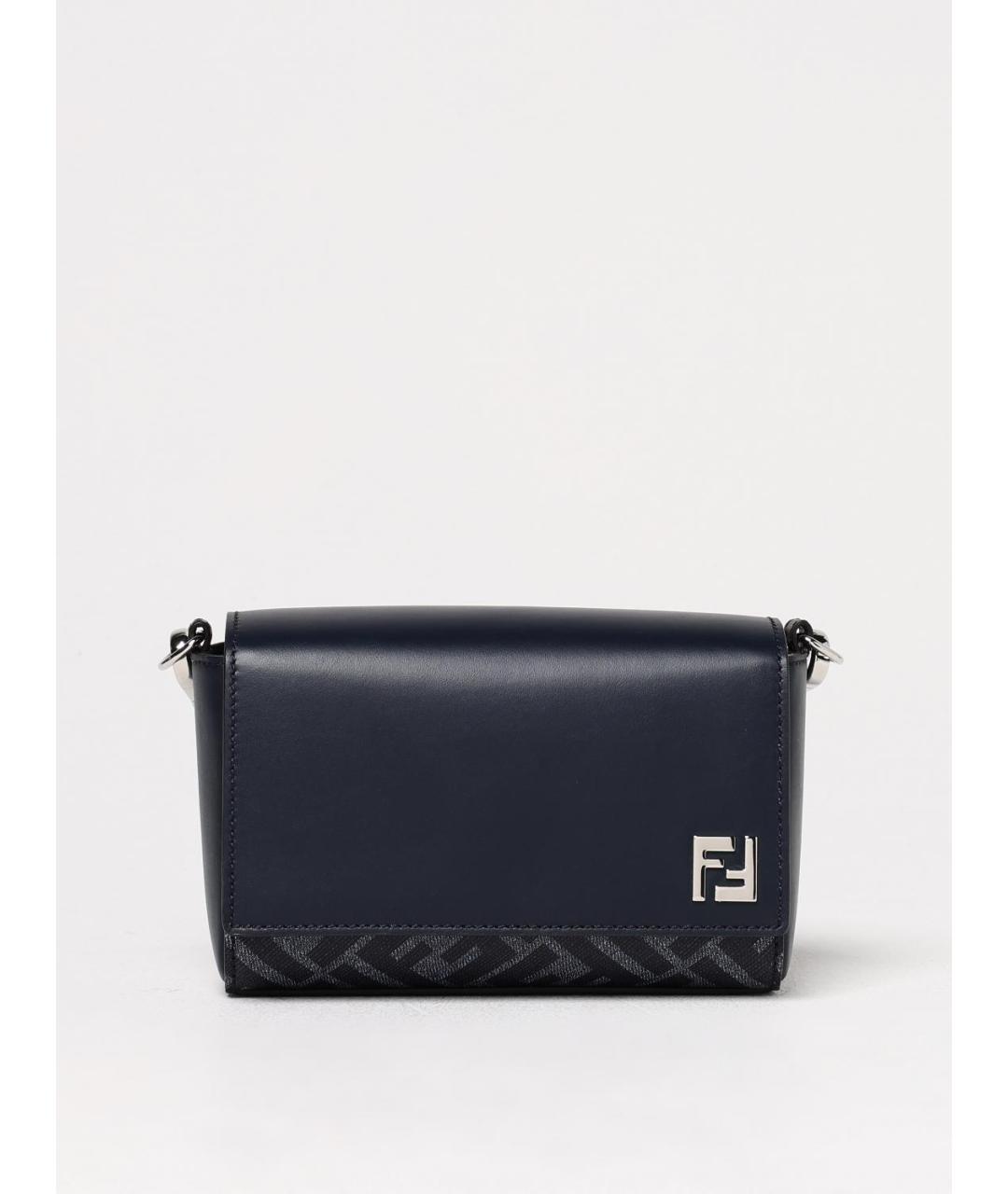 FENDI Темно-синяя кожаная сумка на плечо, фото 6