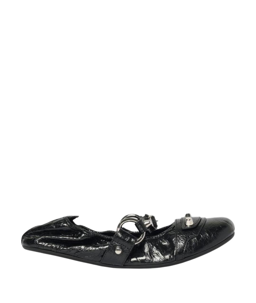 BALENCIAGA Черные кожаные балетки, фото 1