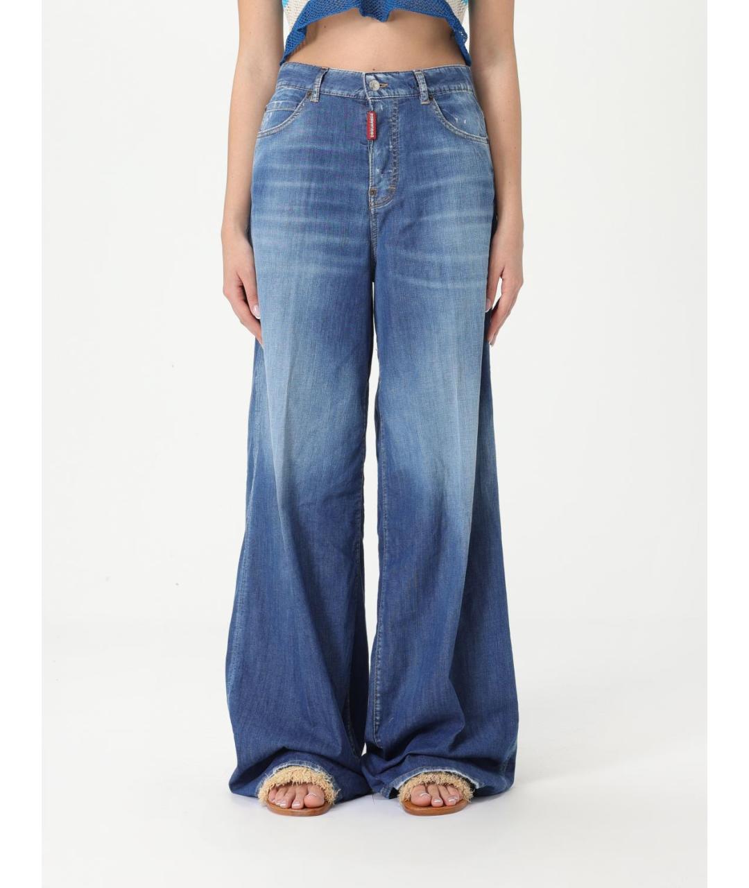 DSQUARED2 Синие хлопковые прямые джинсы, фото 5