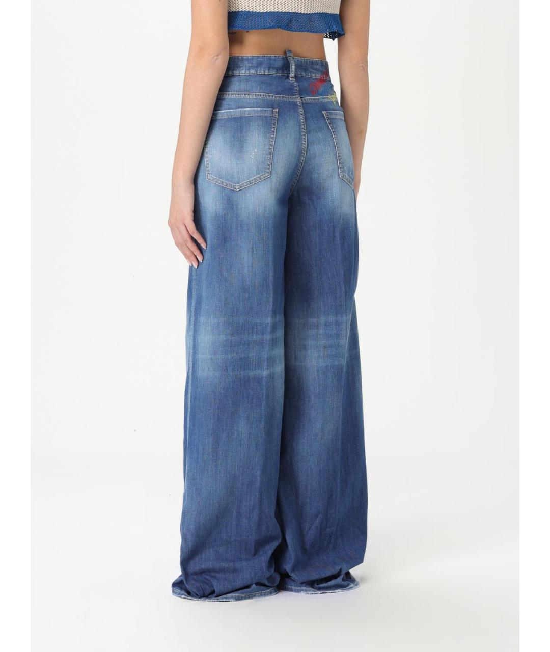 DSQUARED2 Синие хлопковые прямые джинсы, фото 3