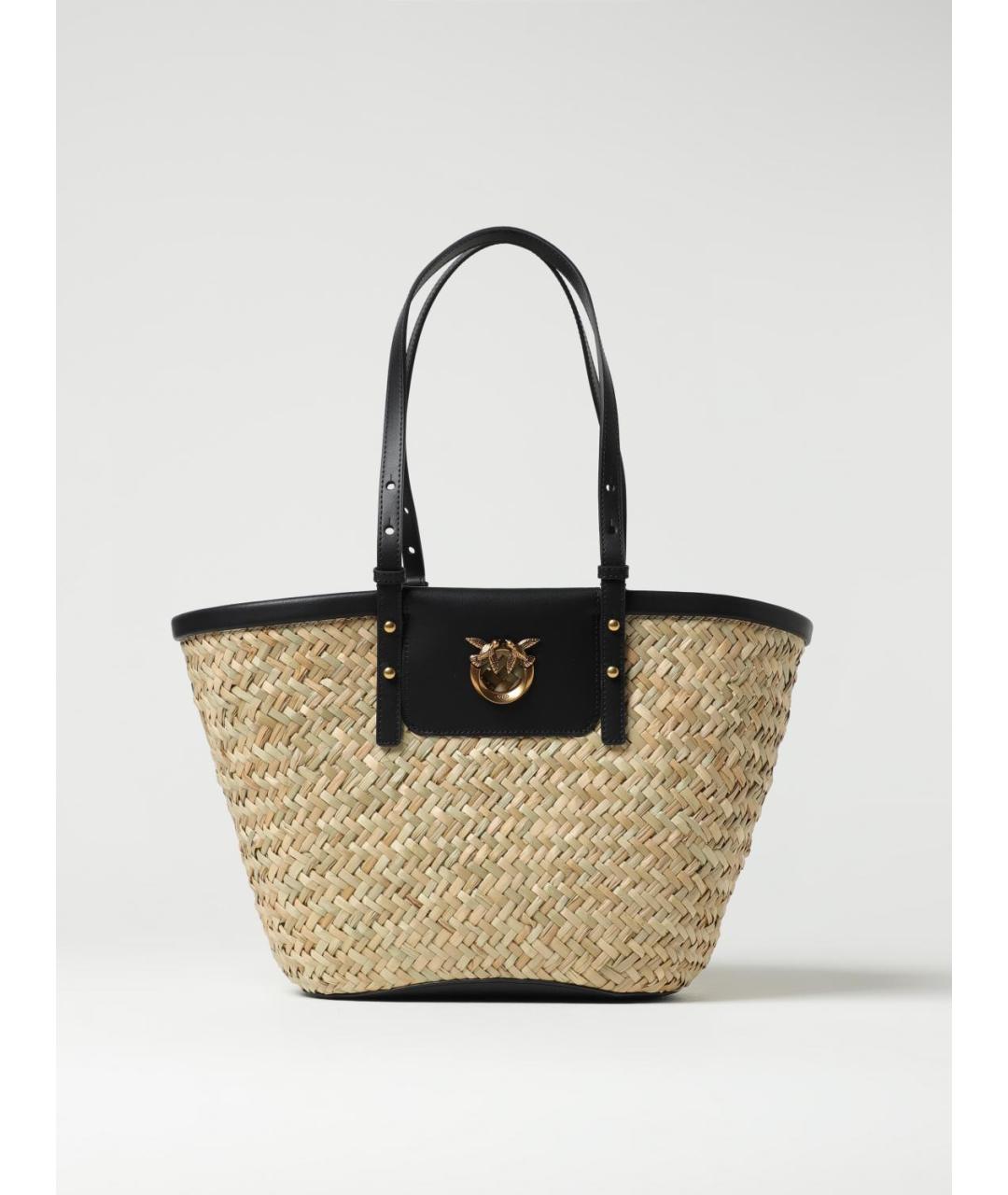 PINKO Бежевая пелетеная пляжная сумка, фото 4