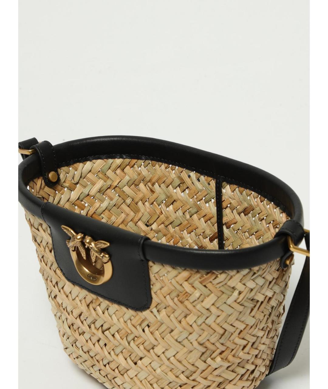 PINKO Бежевая пелетеная пляжная сумка, фото 3