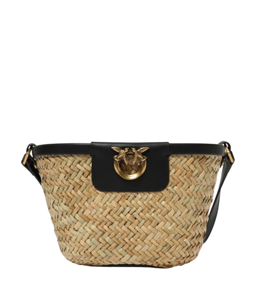 PINKO Бежевая пелетеная пляжная сумка, фото 1