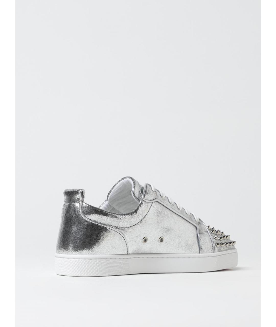 CHRISTIAN LOUBOUTIN Серебряные кожаные низкие кроссовки / кеды, фото 3