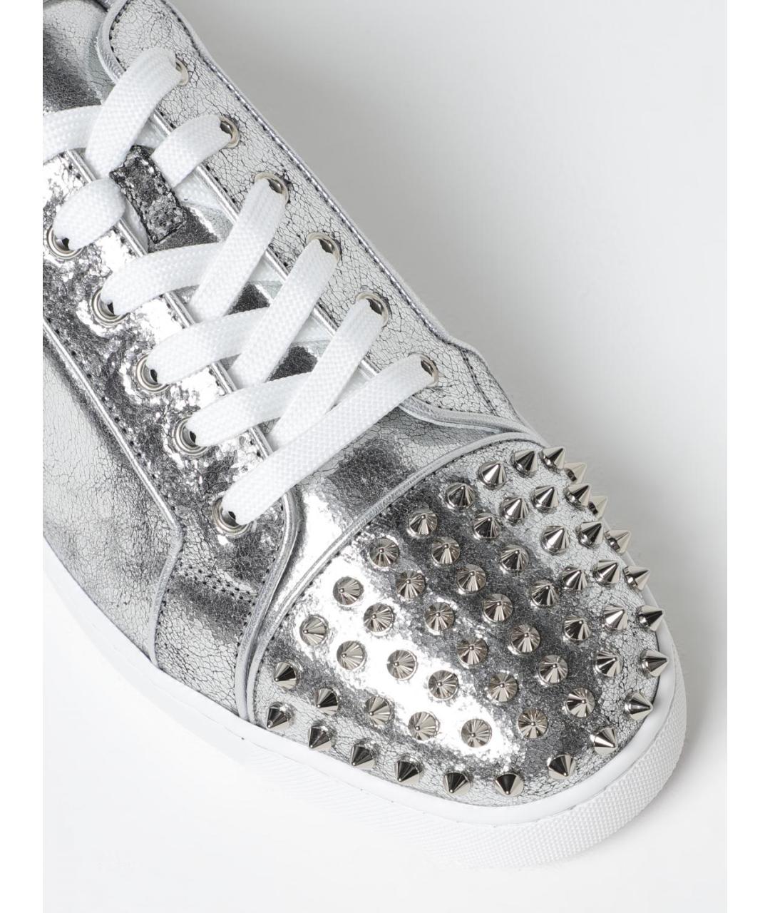 CHRISTIAN LOUBOUTIN Серебряные кожаные низкие кроссовки / кеды, фото 4