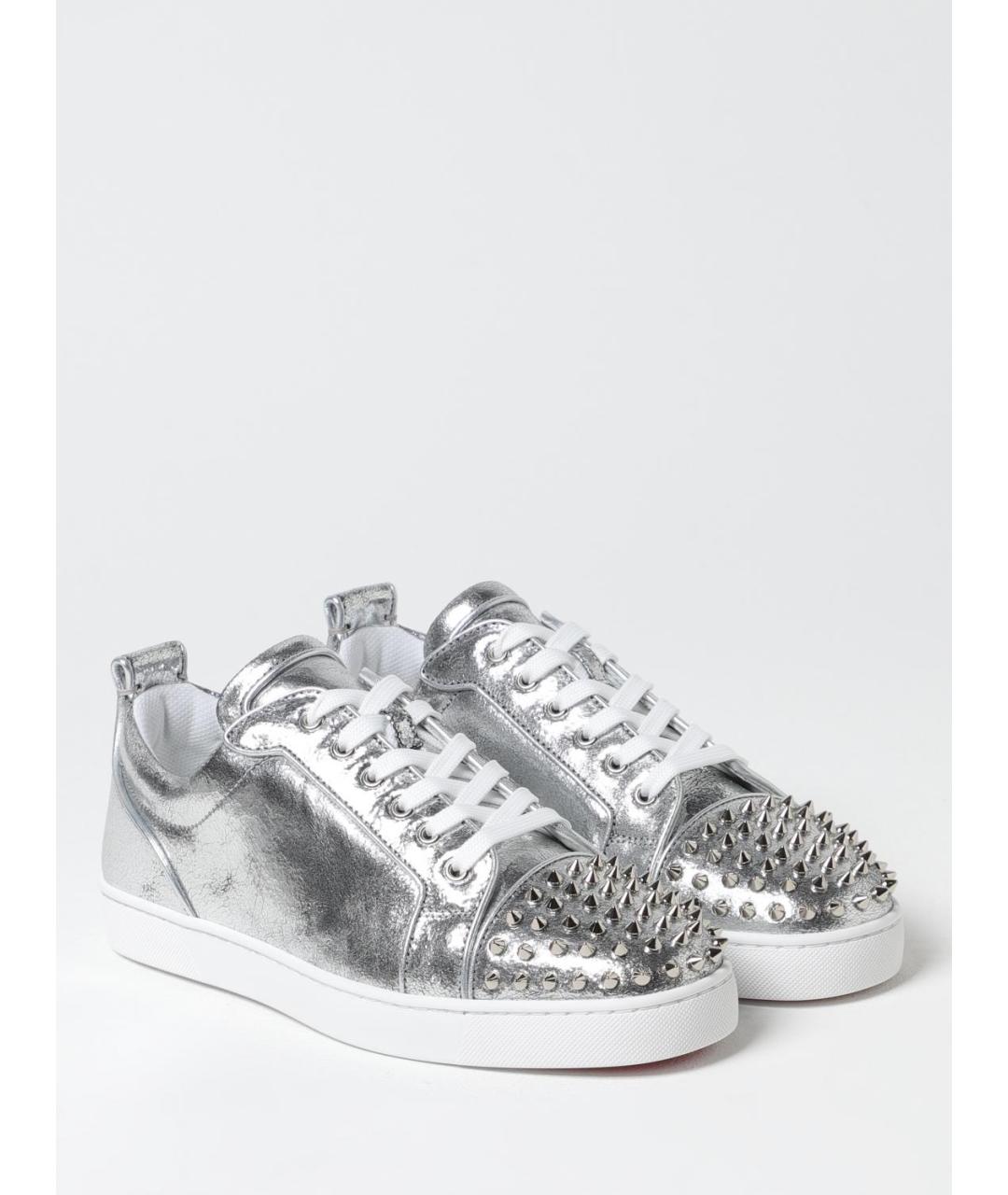 CHRISTIAN LOUBOUTIN Серебряные кожаные низкие кроссовки / кеды, фото 2