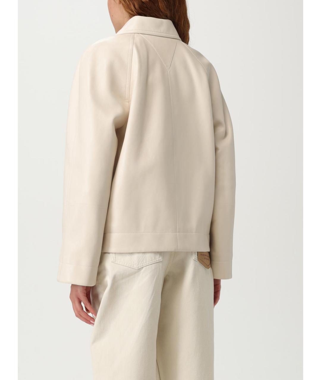 BOTTEGA VENETA Бежевая кожаная куртка, фото 4