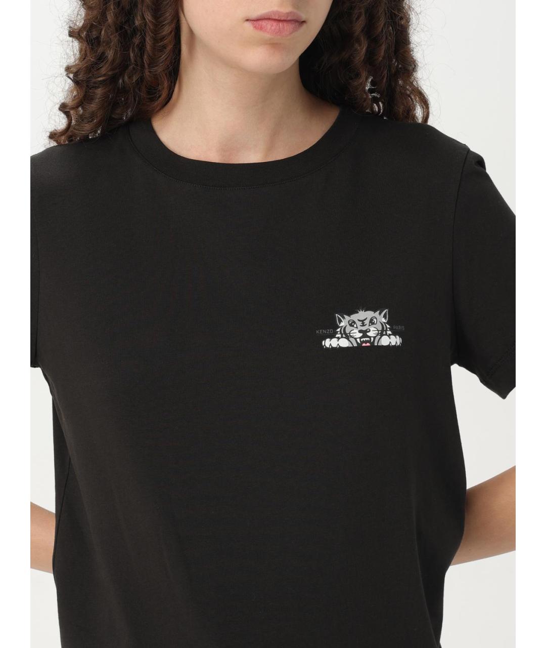 KENZO Черная хлопковая футболка, фото 4