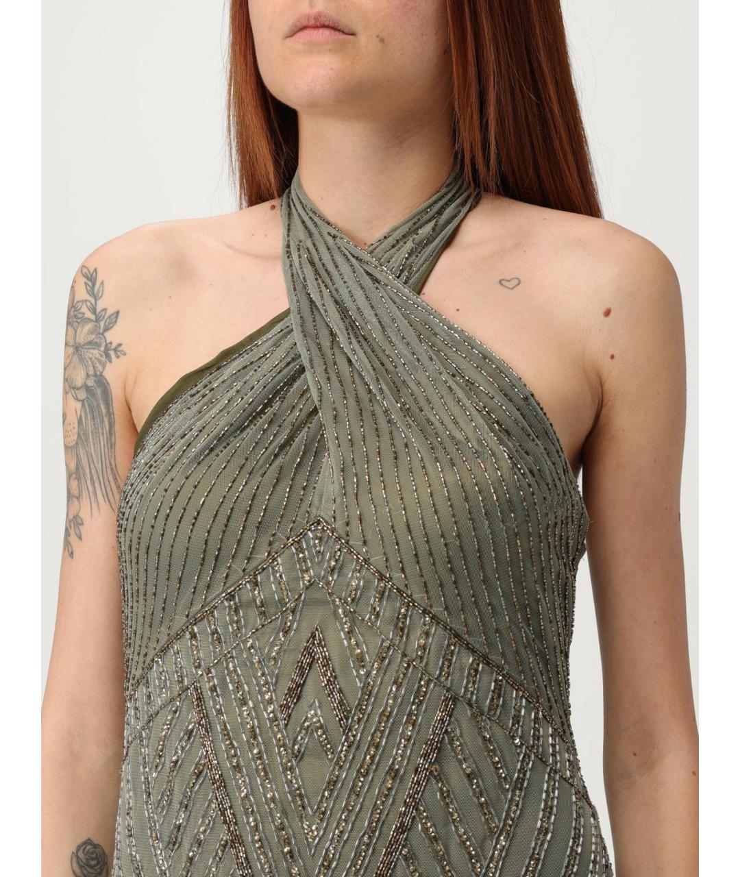 RALPH LAUREN Хаки полиэстеровое вечернее платье, фото 5