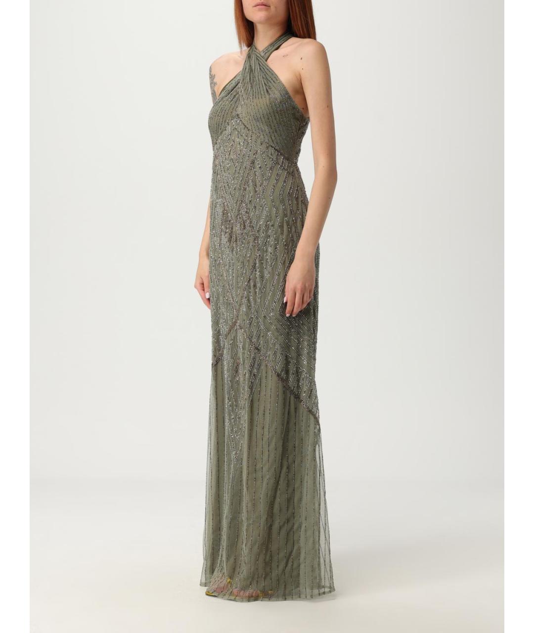 RALPH LAUREN Хаки полиэстеровое вечернее платье, фото 4