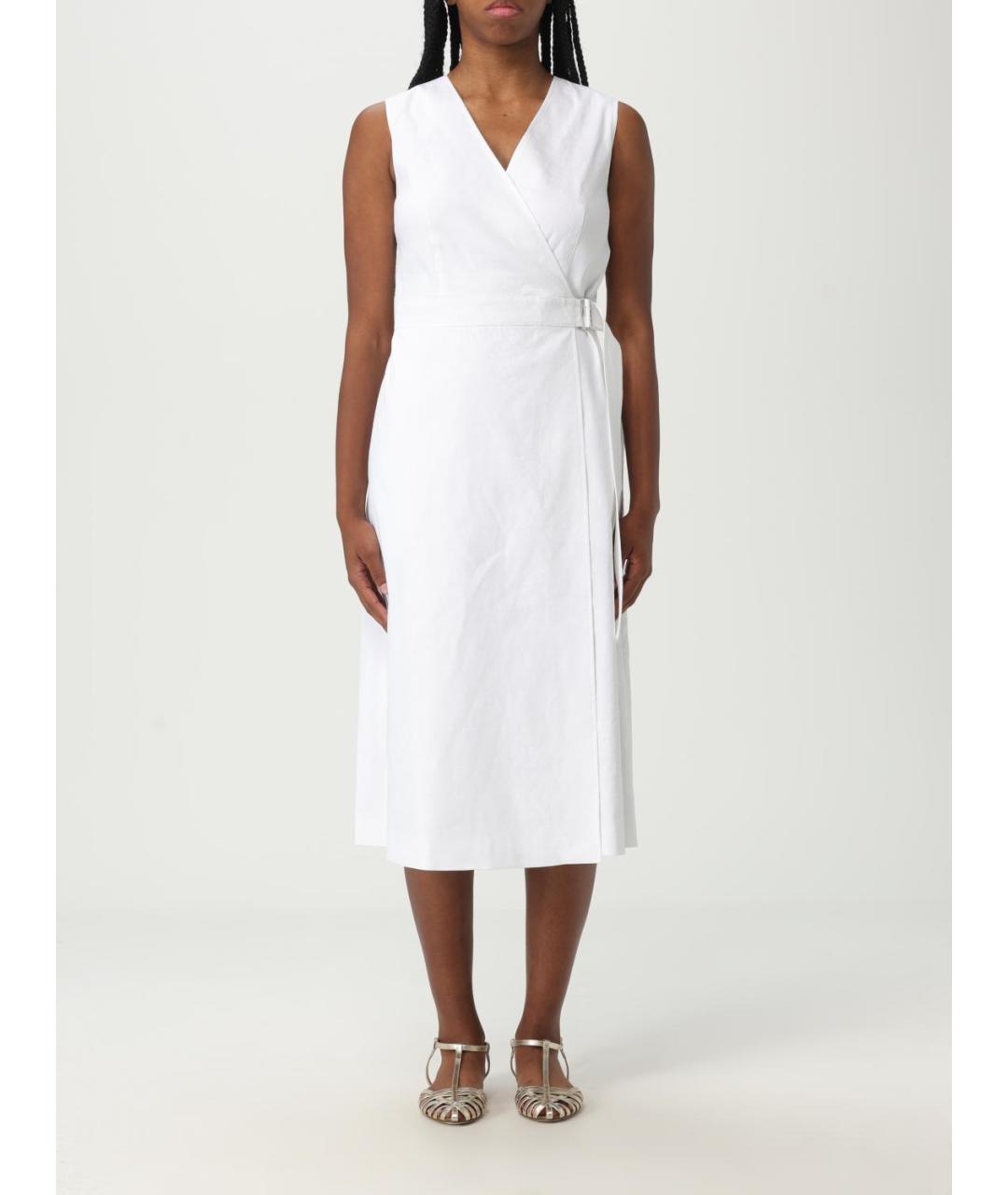 THEORY Белое льняное повседневное платье, фото 4