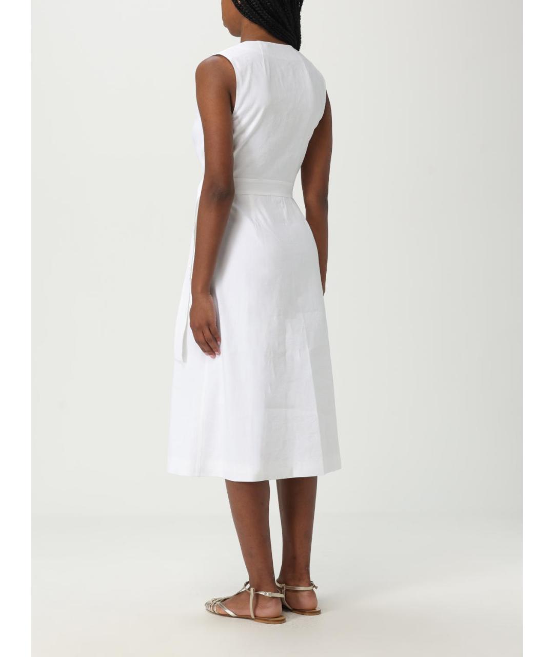 THEORY Белое льняное повседневное платье, фото 2