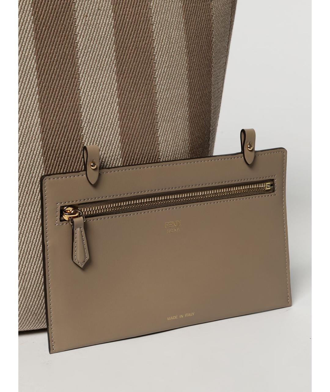 FENDI Бежевая тканевая сумка тоут, фото 4