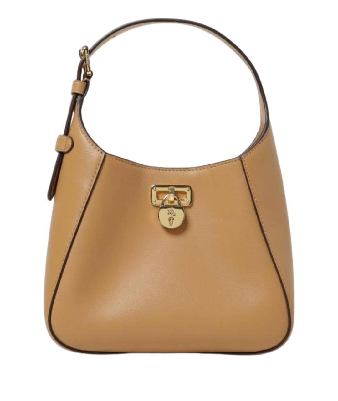 RALPH LAUREN Бежевая кожаная сумка через плечо, фото 1