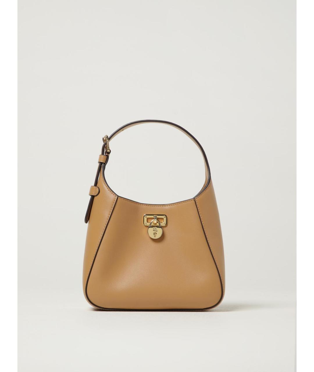 RALPH LAUREN Бежевая кожаная сумка через плечо, фото 5