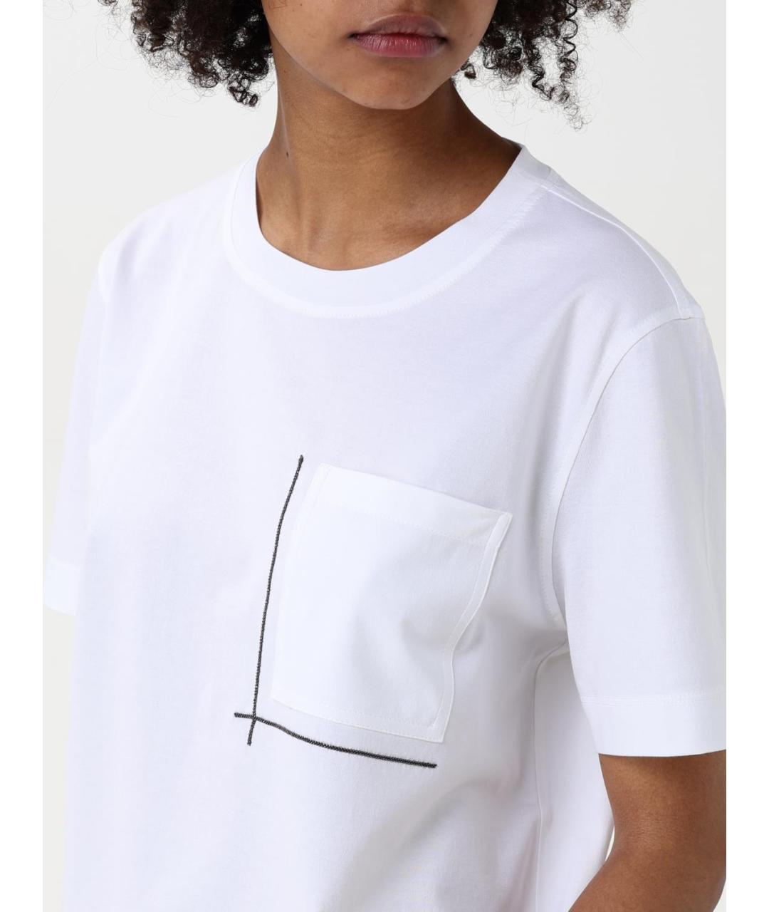 BRUNELLO CUCINELLI Белая хлопковая футболка, фото 6