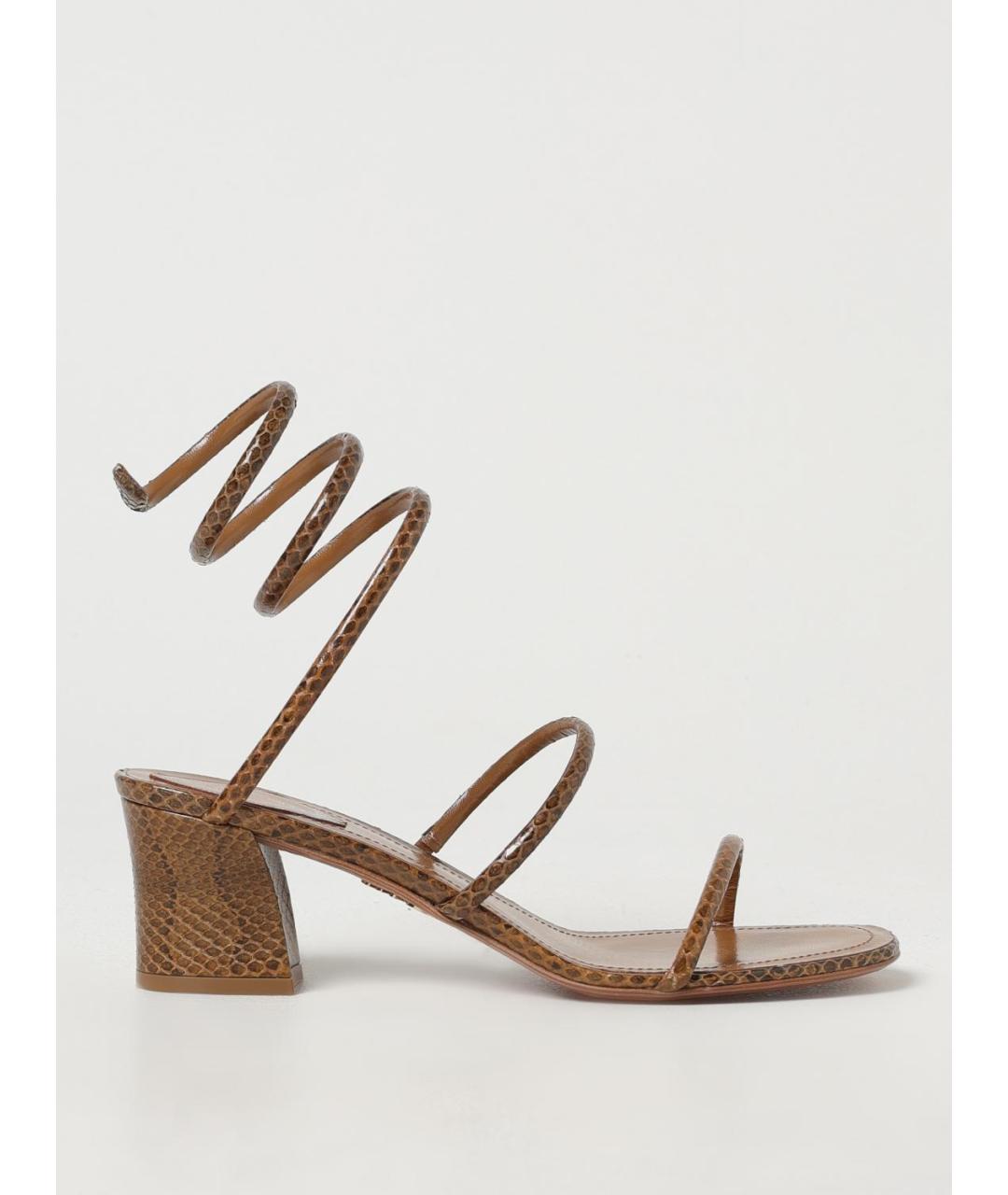 RENE CAOVILLA Коричневые кожаные босоножки, фото 5