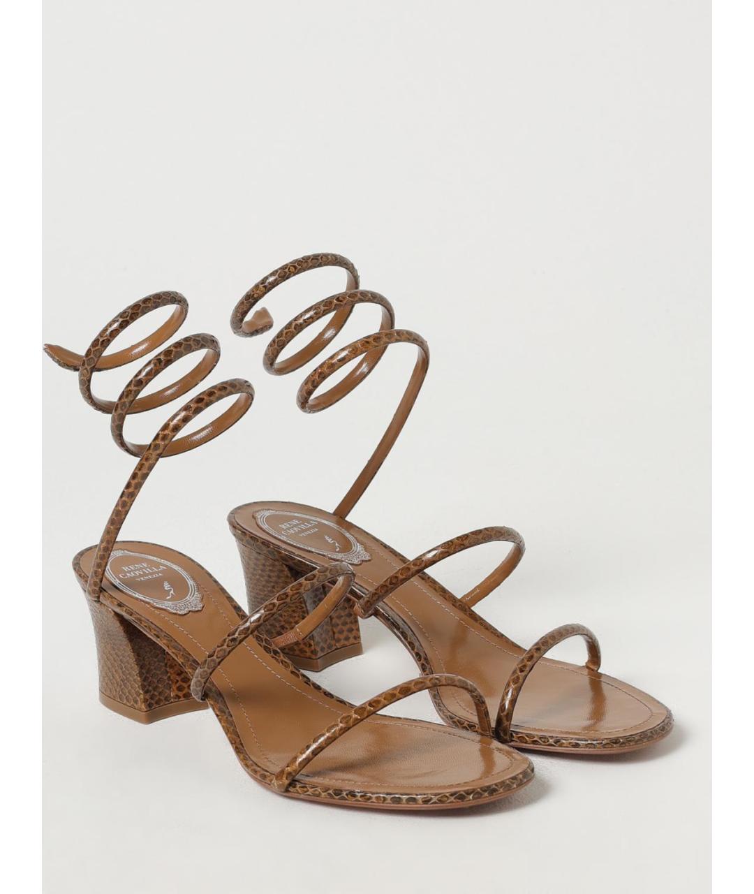 RENE CAOVILLA Коричневые кожаные босоножки, фото 2