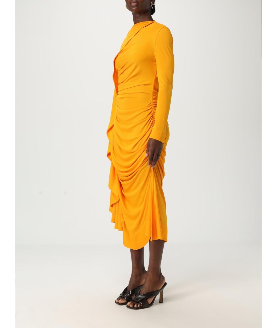 BOTTEGA VENETA Оранжевое вискозное вечернее платье, фото 5