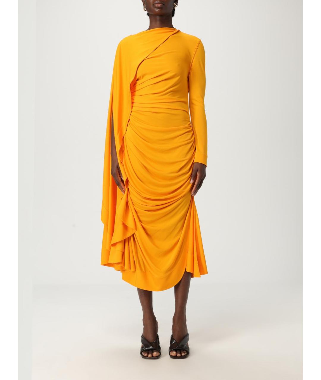BOTTEGA VENETA Оранжевое вискозное вечернее платье, фото 2