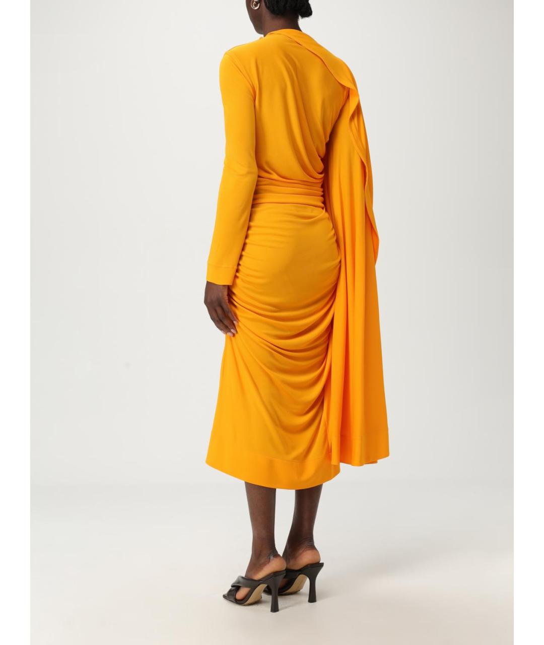 BOTTEGA VENETA Оранжевое вискозное вечернее платье, фото 4