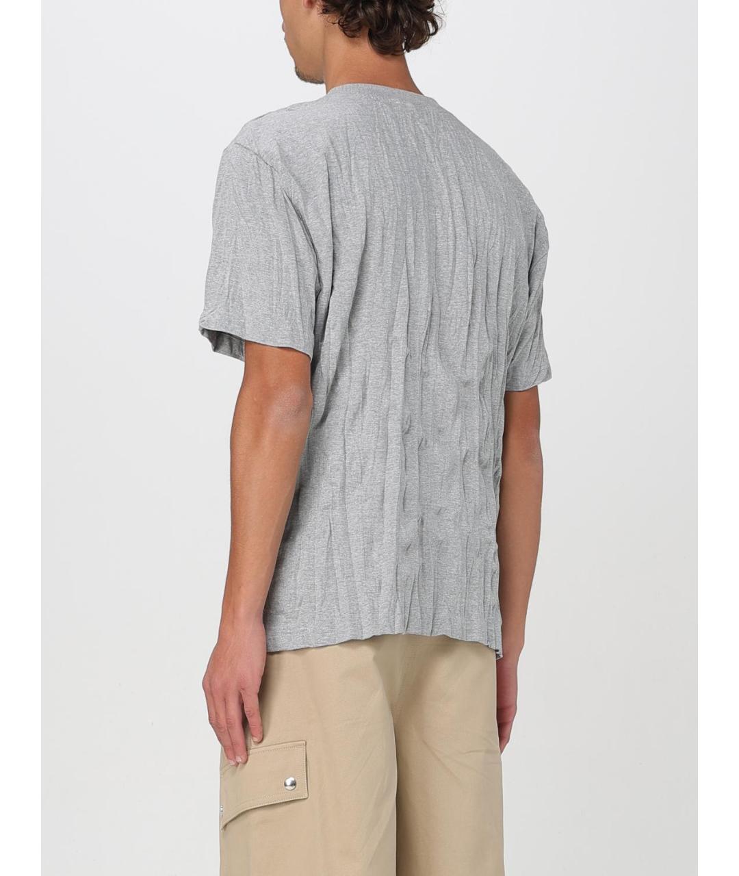 BOTTEGA VENETA Серая хлопко-полиэстеровая футболка, фото 3