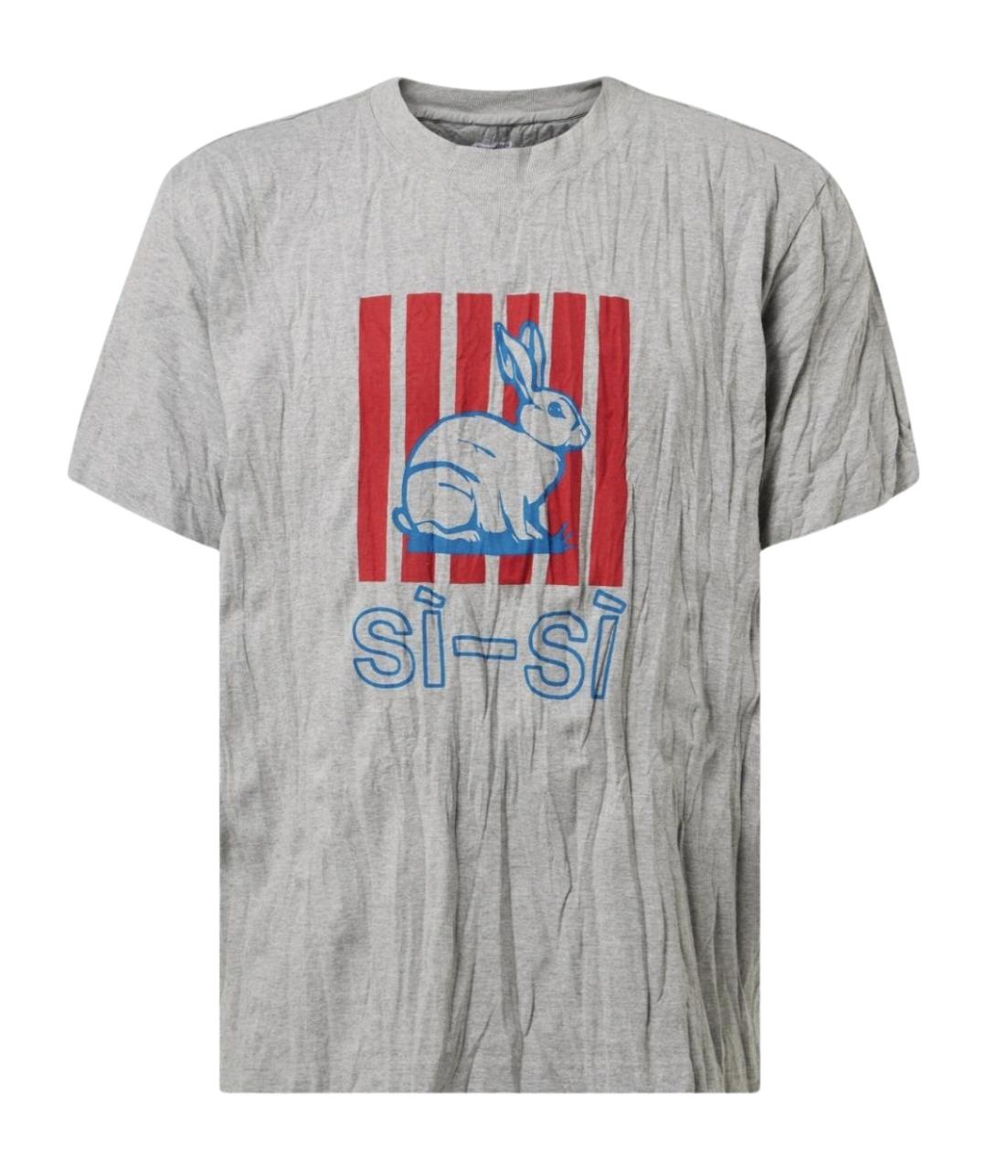 BOTTEGA VENETA Серая хлопко-полиэстеровая футболка, фото 1