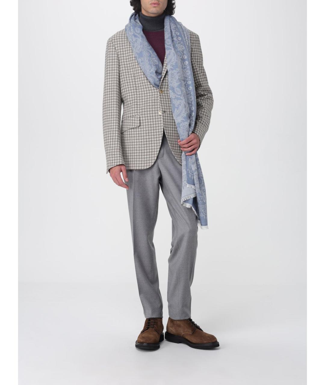 ETRO Голубой хлопковый шарф, фото 3