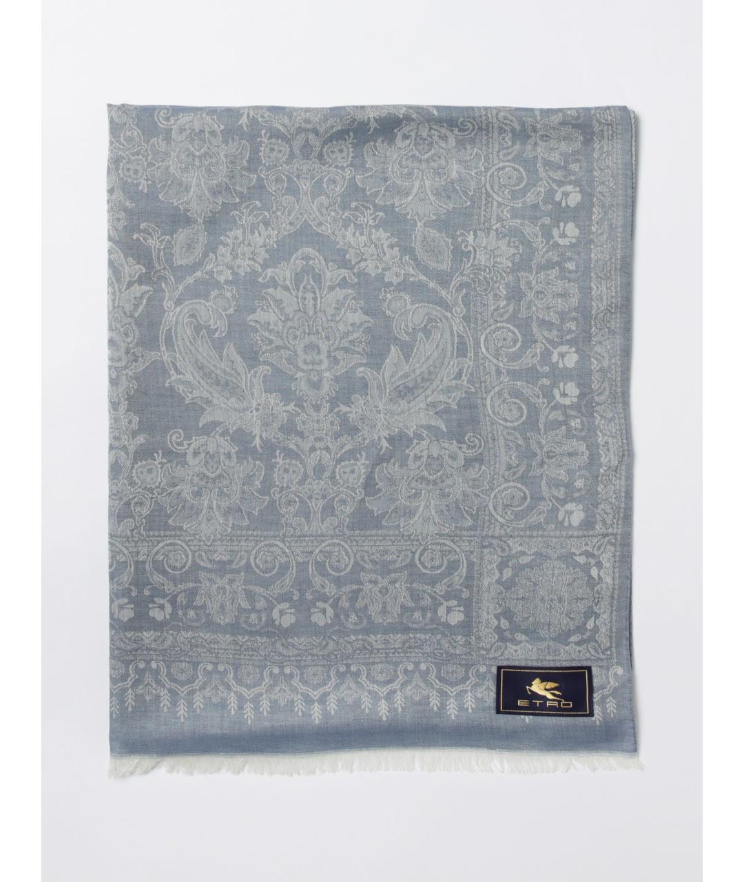 ETRO Голубой хлопковый шарф, фото 5