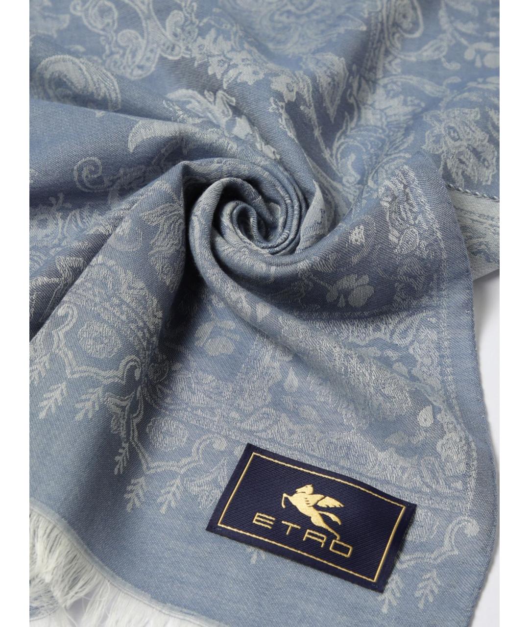 ETRO Голубой хлопковый шарф, фото 2