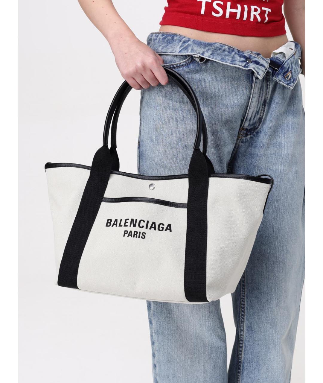 BALENCIAGA Бежевая тканевая сумка тоут, фото 2