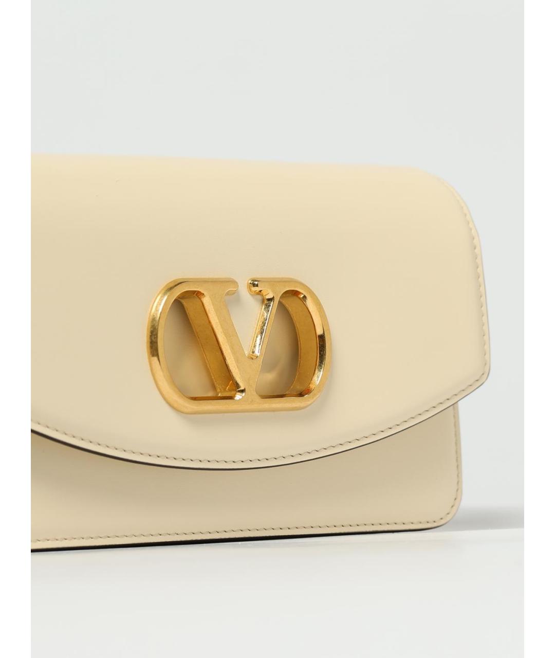 VALENTINO Бежевая кожаная сумка через плечо, фото 4