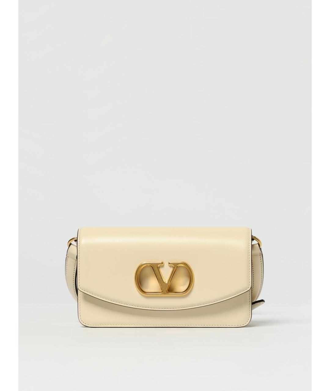 VALENTINO Бежевая кожаная сумка через плечо, фото 6