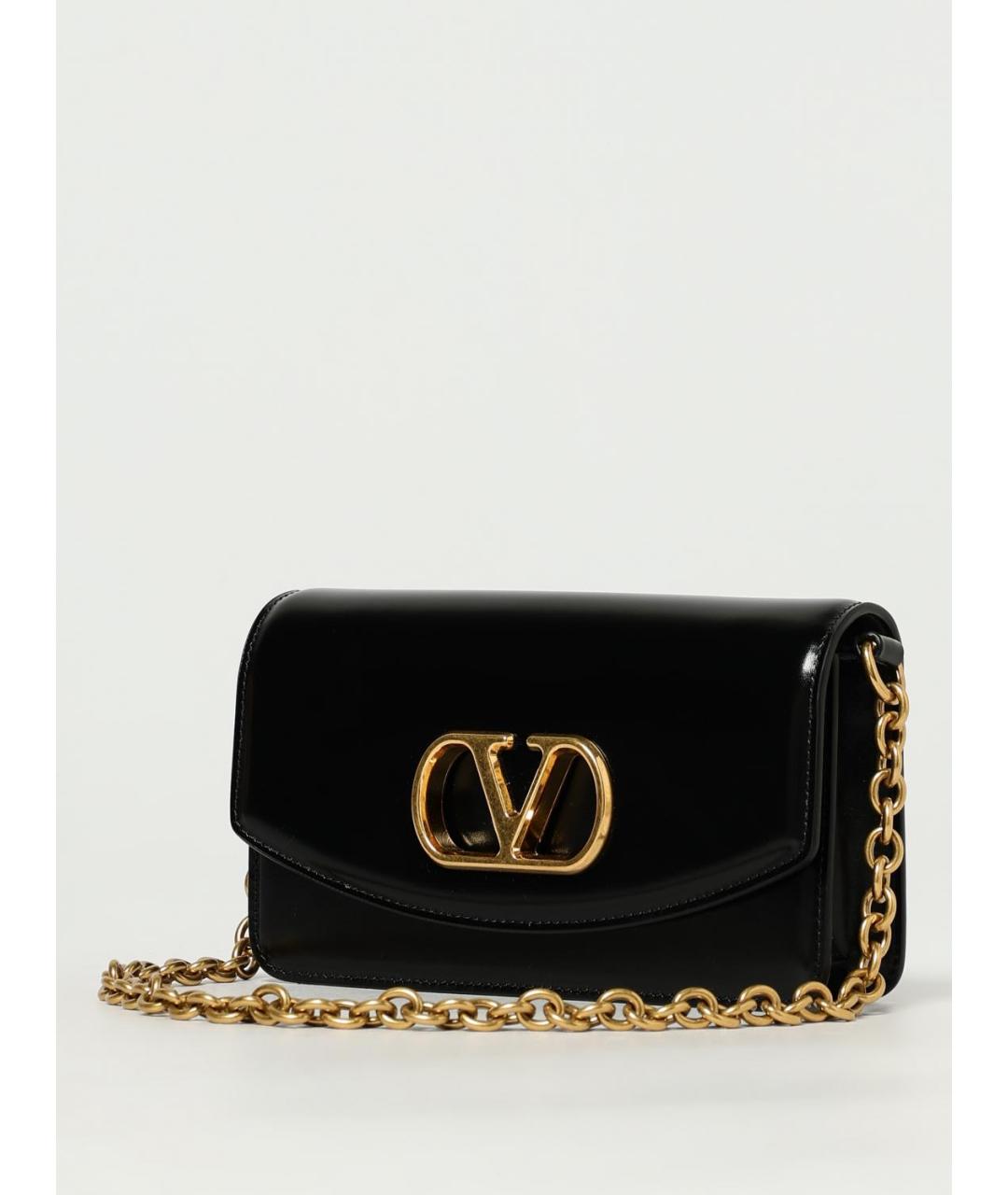 VALENTINO Черная кожаная сумка через плечо, фото 4