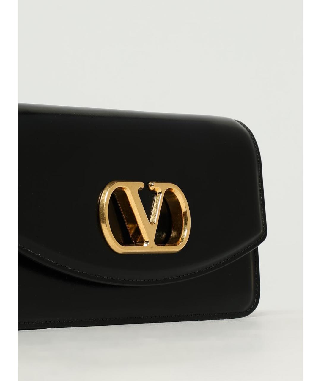 VALENTINO Черная кожаная сумка через плечо, фото 5