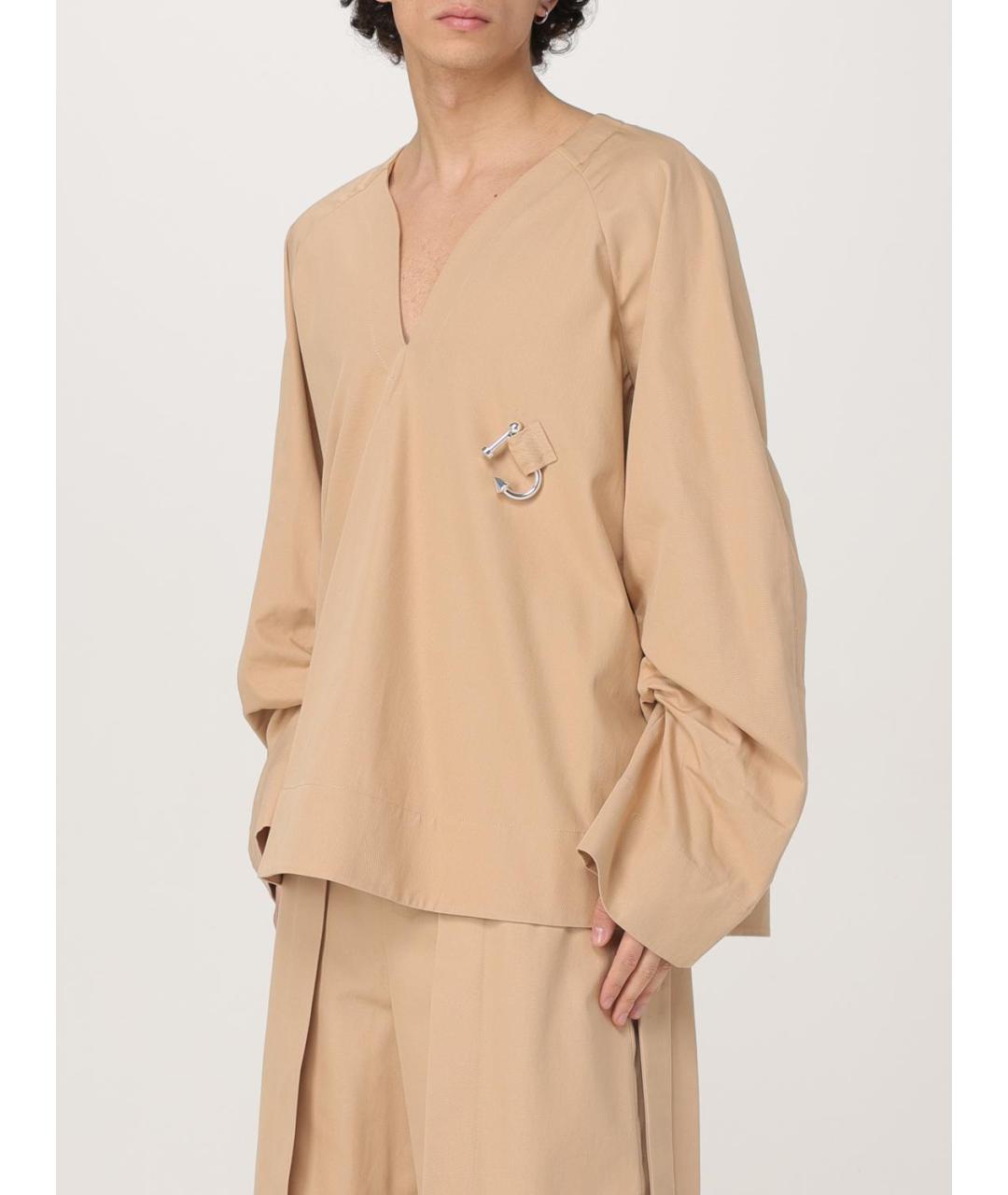 J.W.ANDERSON Бежевая хлопковая кэжуал рубашка, фото 4