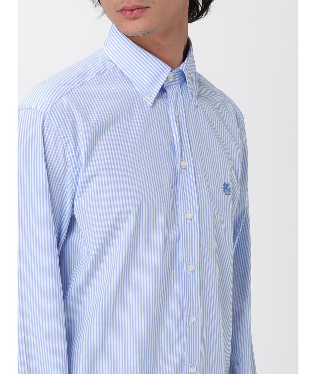 ETRO Голубая хлопковая кэжуал рубашка, фото 6