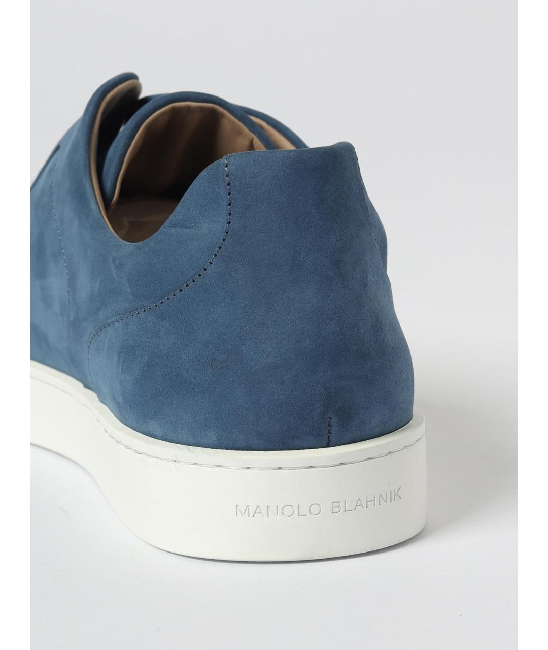 MANOLO BLAHNIK Синие кожаные слипоны, фото 4