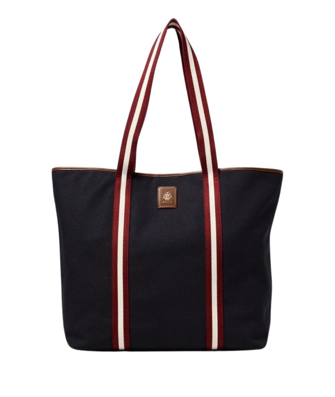 BALLY Темно-синяя синтетическая сумка тоут, фото 1