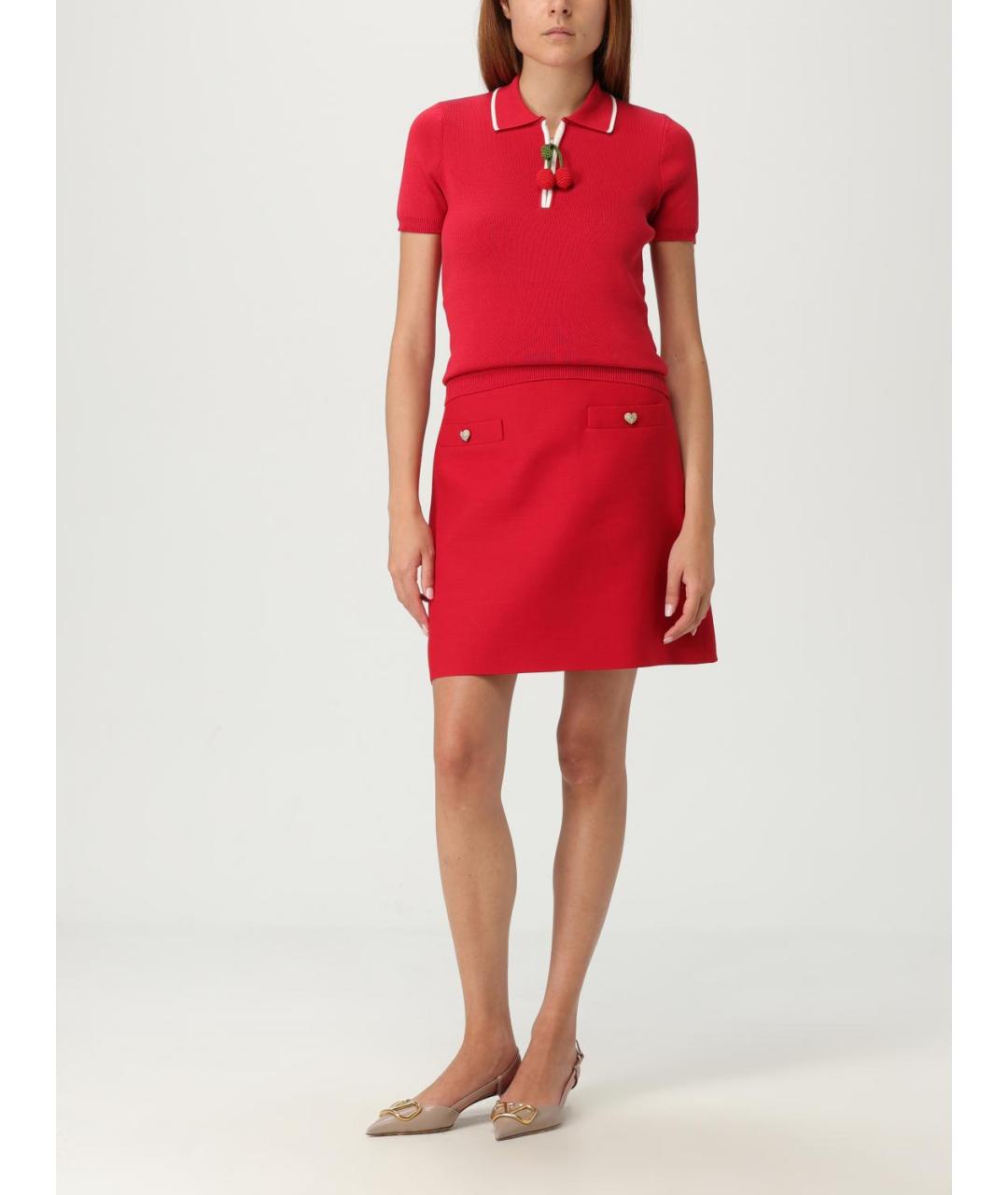 VALENTINO Красная хлопковая футболка, фото 3