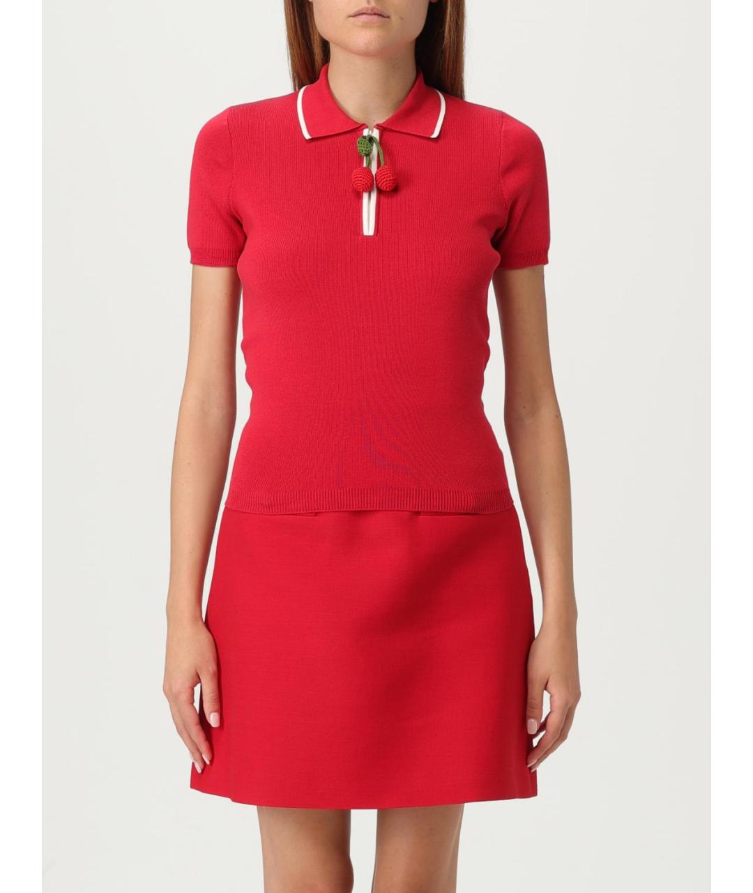 VALENTINO Красная хлопковая футболка, фото 2