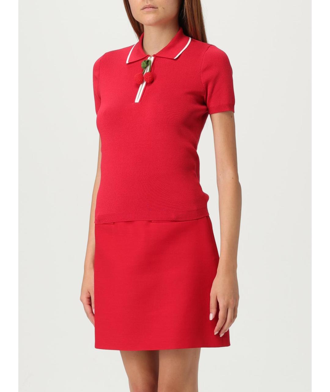 VALENTINO Красная хлопковая футболка, фото 5